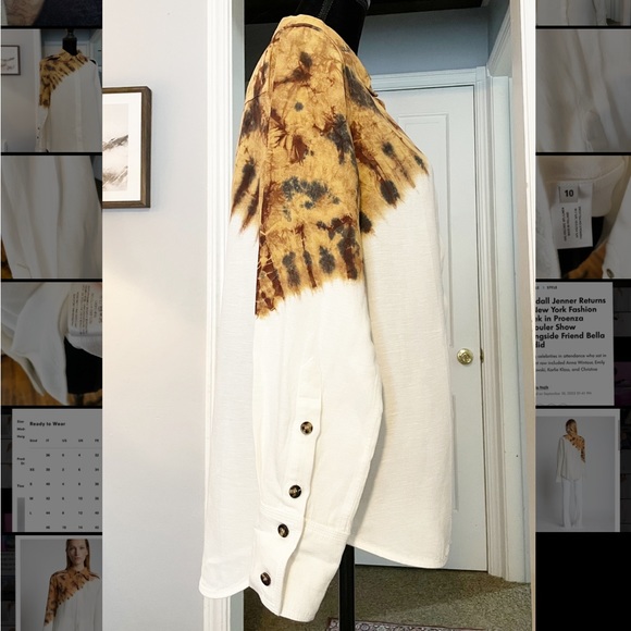 Proenza Schouler Tie Dye Linen Viscose Shirt in Bronze Multi - Size 10 - Picture 10 of 16